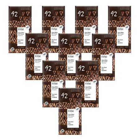 Vivani - Feine Bitter Schokolade 92 % Cacao Panama mit Kokosblütenzucker - 80 g - 10er Pack
