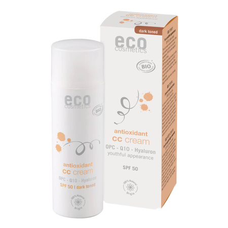 eco cosmetics - CC Creme LSF 50 dunkel getönt mit OPC Q10 und Hyaluron - 50 ml