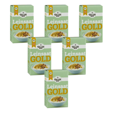 Bauckhof - Gold-Leinsaat geschrotet glutenfrei Bio - 200 g - 6er Pack