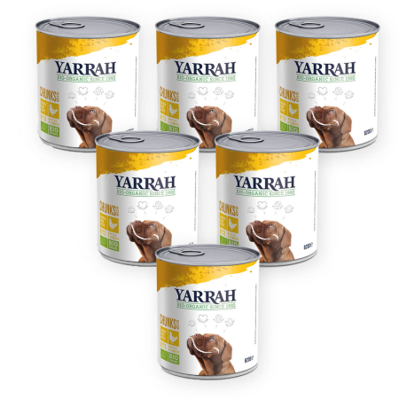 Yarrah - Hund Bröckchen Huhn mit Brennnessel und Tomate - 820 g - 6er Pack