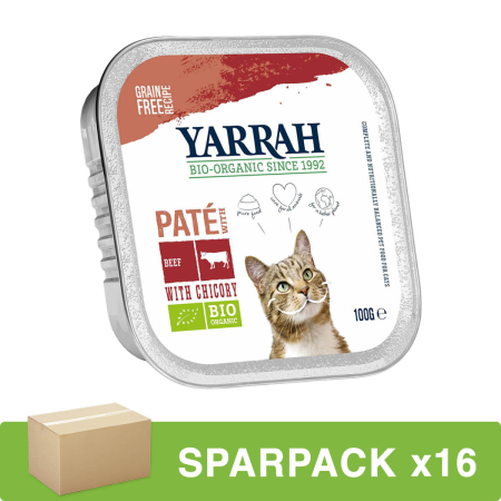 Yarrah - Bio Paté Rind mit Zichorie - 100 g - 16er Pack