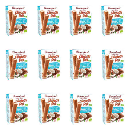 Blumenbrot - Crousty Roll - glutenfreie Keksrolle mit Kakao-Kokosfüllung - 125 g - 12er Pack