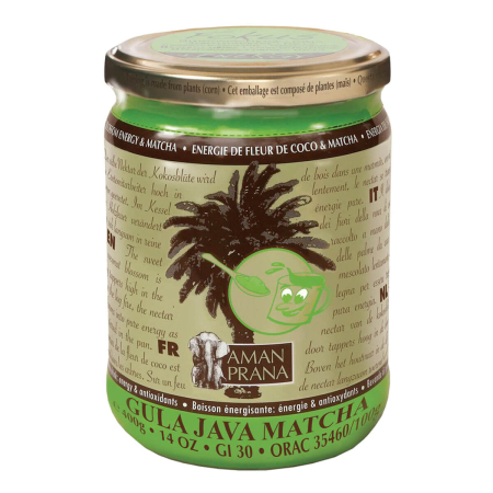 Amanprana - Gula Java Kokosblüten Zucker und Matcha gemahlener Grüntee - 400 g - 4er Pack