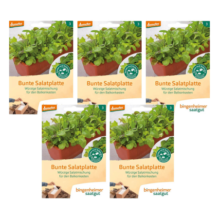 Bingenheimer Saatgut - Bunte Salatplatte als Saatplatte - 5er Pack