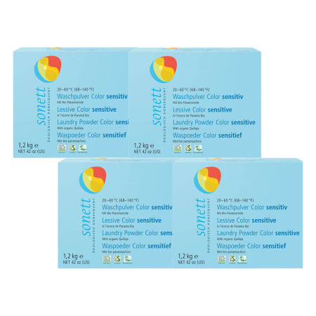 Sonett - Waschpulver Color sensitiv 20–60 °C - 1,2 kg - 4er Pack