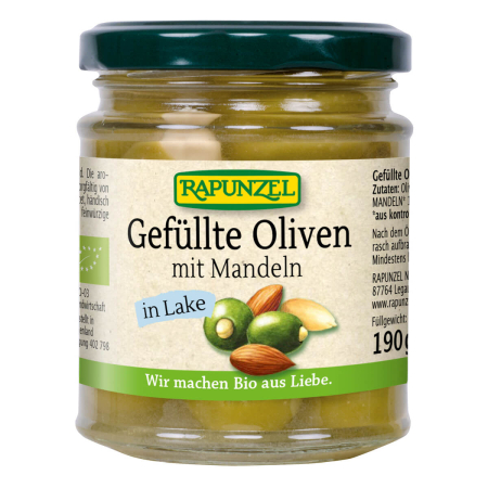 Rapunzel - Oliven grün gefüllt mit Mandeln in Lake - 190 g