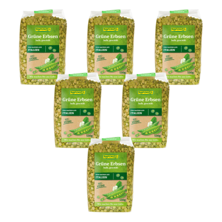 Rapunzel - Erbsen grün halb geschält - 500 g - 6er Pack
