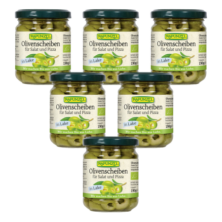 Rapunzel - Olivenscheiben für Salat und Pizza - 190 g - 6er Pack