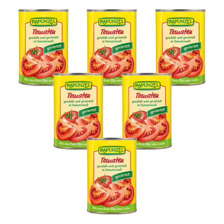 Rapunzel - Tomaten geschält und geviertelt in der Dose - 400 g - 6er Pack