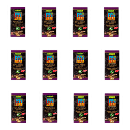 Rapunzel - Edelbitter Schokolade 70% Kakao Rapadura HIH - 80 g - 12er Pack
