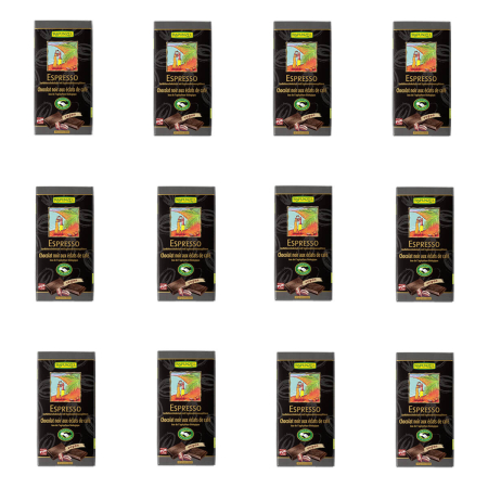 Rapunzel - Zartbitter Schokolade mit Espresso-Splittern 51% HIH - 80 g - 12er Pack