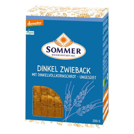 Sommer - Dinkel-Zwieback Demeter ungesüßt vegan - 200 g