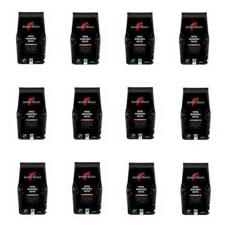Mount Hagen - Röstkaffee Papua Neuginea gemahlen - 500 g - 12er Pack