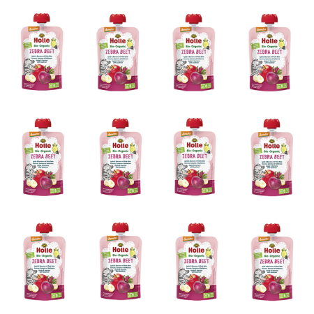 Holle - Zebra Beet - Pouchy Apfel Banane rote Bete - 100 g - 12er Pack