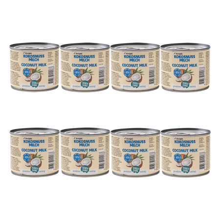 TerraSana - Kokosmilch 22% Fett 80% Kokos guargomfrei - 200 ml - 8er Pack
