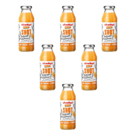 Voelkel - Shot Ingwer und Kurkuma mit Orangensaft und viel Vitamin C aus Acerola bio - 280 ml - 6er Pack