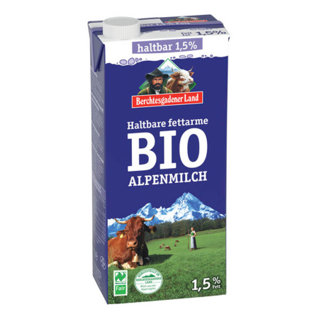 Berchtesgadener Land - Haltbare Alpenmilch 1,5% fettarm bio - 1 l