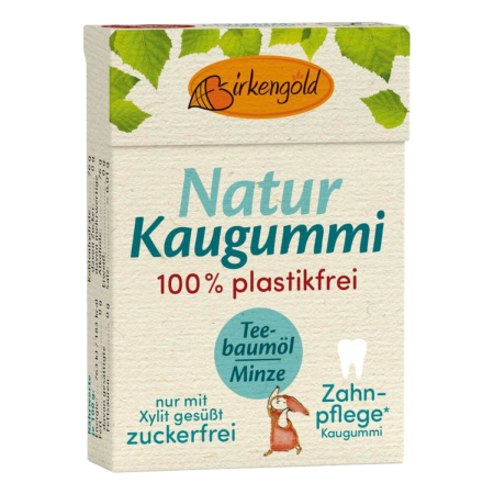 Birkengold - Birkengold Natur Kaugummi Teebaumöl-Minze 20 Stück - 28 g