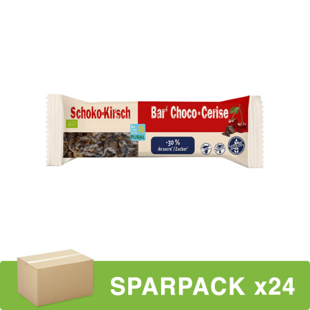 Pural - Schoko-Kirsch Bar less sugar Riegel glutenfrei - 35 g - 24er Pack