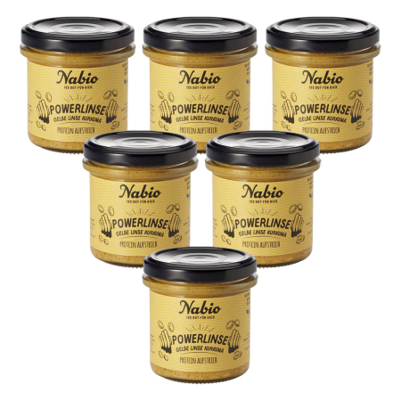 Nabio - Protein-Aufstrich Powerlinse Gelbe Linse Kurkuma - 140 g - 6er Pack