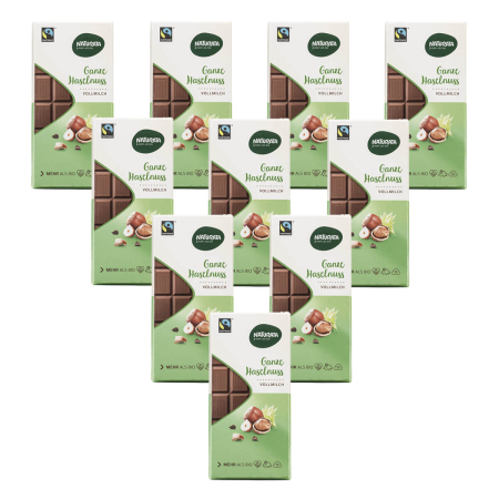 Naturata - Ganze Haselnuss Schokolade Vollmilch - 100 g - 10er Pack