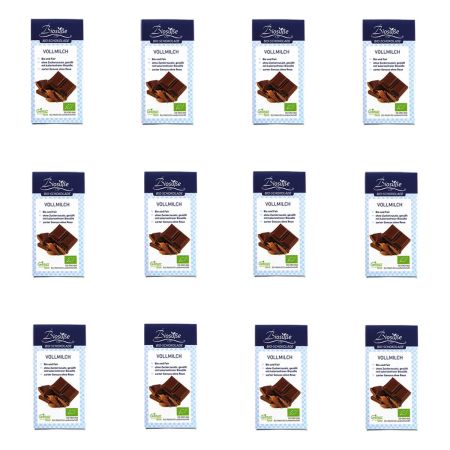 Genuss ohne Reue - biosüße bio-Schokolade Vollmilch - 40 g - 12er Pack