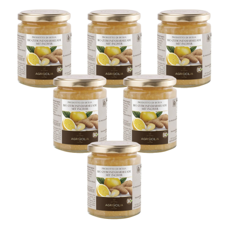 AgriSicilia - Zitronen-Ingwer-Marmelade - 360 g - 6er Pack