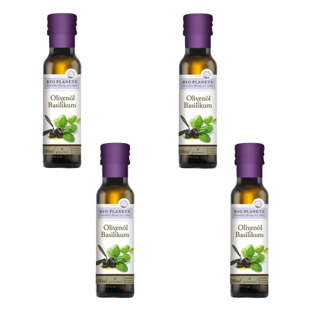 BIO PLANÈTE - Olivenöl und Basilikum - 100 ml - 4er Pack