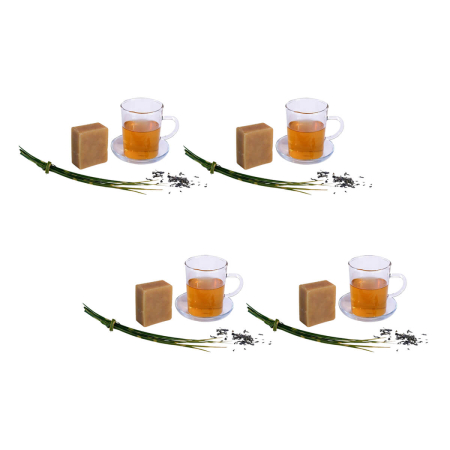 Lenn & Levia - Feste Shampooseife Grüner Tee mit Tigergras und Korianderöl - 100 g - 4er Pack