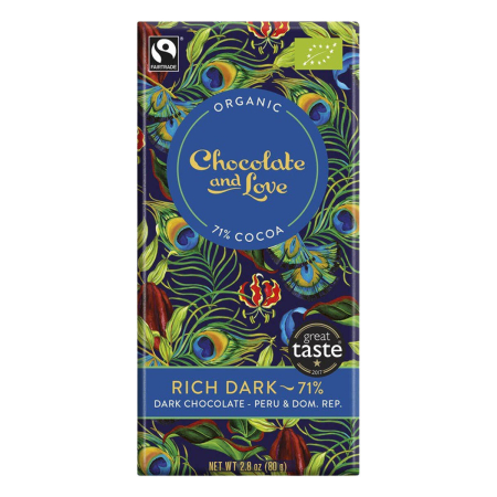 Chocolate And Love - Rich Dark Chocolate 71% Peru und Dom. Rep. - 80 g - 14er Pack