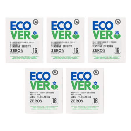 Ecover Zero - Universal Waschpulver Konzentrat ZERO Neu - 1,2 kg - 5er Pack