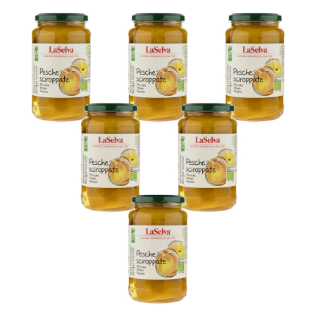 LaSelva - Pfirsiche in Stücken leicht gezuckert handgeschält - 560 g - 6er Pack