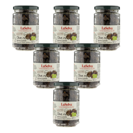 LaSelva - Schwarze getrocknete Oliven entsteint - 120 g - 6er Pack
