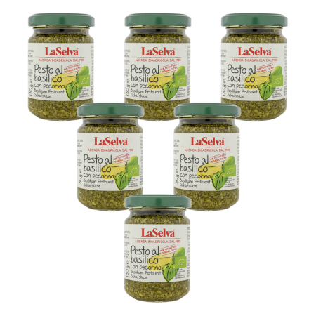LaSelva - Basilikum Pesto Würzpaste mit Schafskäse 100% natives Olivenöl extra - 130 g - 6er Pack