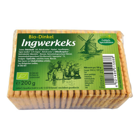 Liebhart’s Gesundkost - Dinkel-Ingwer-Keks - 200 g - 12er Pack