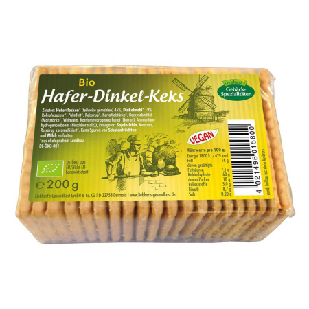 Liebhart’s Gesundkost - Hafer-Dinkel-Keks - 200 g - 12er Pack