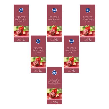 Lubs - Erdbeer Rhabarber Konfekt bio - 80 g - 6er Pack