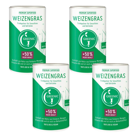Greenic - Weizengras Superfood Trinkpulver - 150 g - 4er Pack