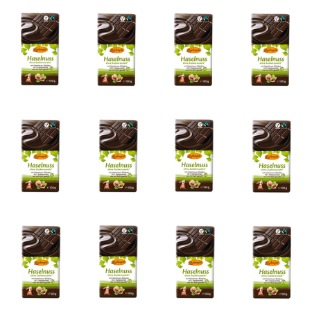 Birkengold - Zartbitterschokolade mit Nüssen - 100 g - 12er Pack