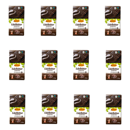 Birkengold - Edelbitter Schokolade 85% Kakaogehalt zuckerfrei - 100 g - 12er Pack