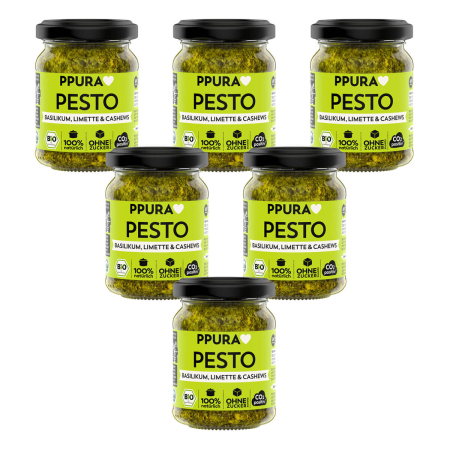 PPURA - Pesto Basilikum Limette und Cashews bio - 120 g - 6er Pack
