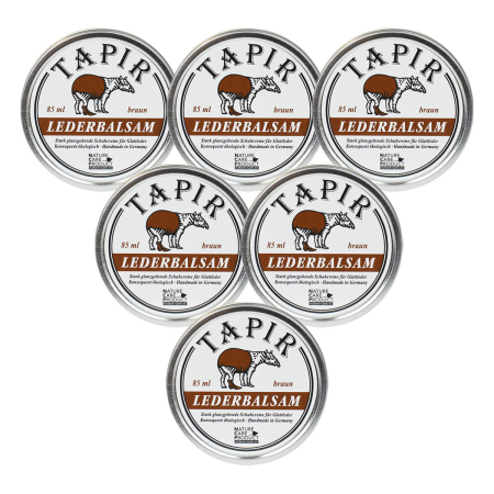 TAPIR - Lederbalsam braun in Weißblechdose - 85 ml - 6er Pack