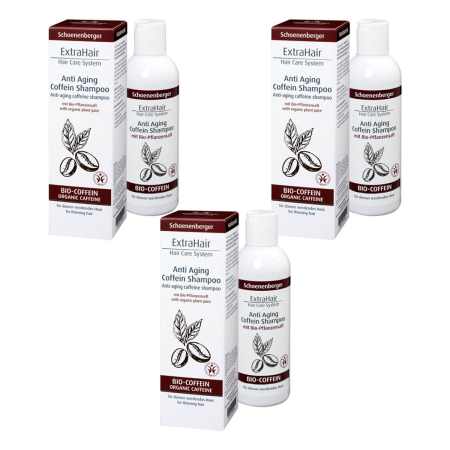 Schoenenberger - ExtraHair Anti Aging Coffein Shampoo m. Bio-Pflanzensaft BDIH - 200 ml - 3er Pack