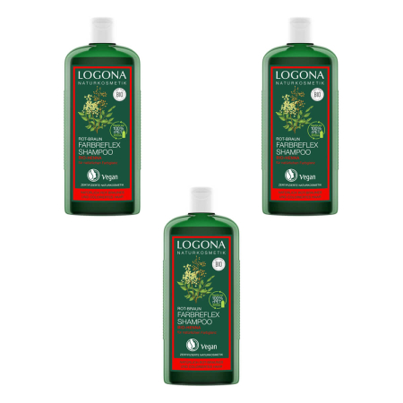 Logona - Farbreflex Shampoo Rot-Braun Bio- Henna - 250 ml - 3er Pack