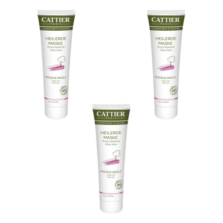 Cattier - Rosa Heilerde Maske für empfindliche Haut - 100 ml - 3er Pack