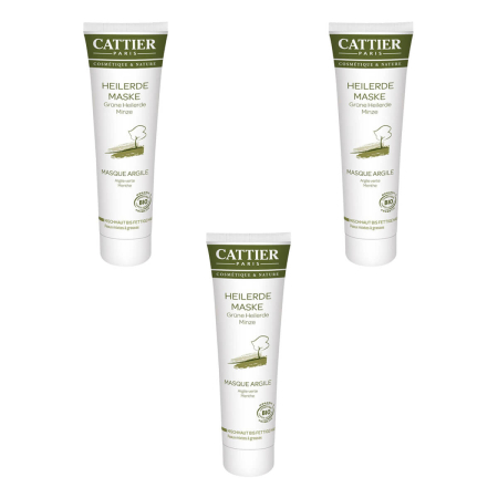 Cattier - Grüne Heilerde Maske für Mischhaut bis fettige Haut - 100 ml - 3er Pack