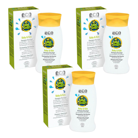 eco cosmetics - Baby und Kids Shampoo und Duschgel mit Granatapfel und Sanddorn - 200 ml - 3er Pack