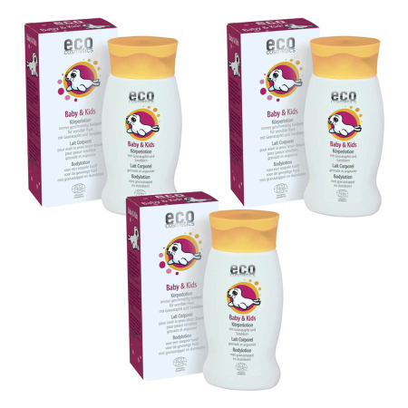 eco cosmetics - Baby und Kids Körperlotion mit Granatapfel und Sanddorn - 200 ml - 3er Pack
