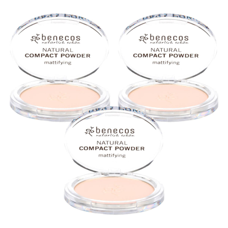 benecos - Natural Compact Powder fair - 9 g - 3er Pack