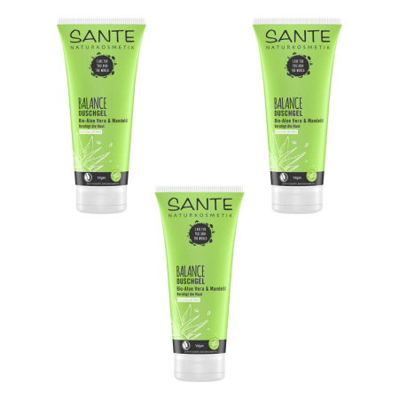 Sante - BALANCE Duschgel bio-Aloe und Mandelöl - 200 ml - 3er Pack